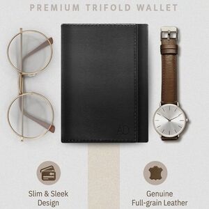 Black Leather Trifold Wallet
